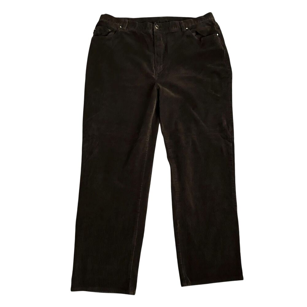 Lauren Jeans Co. Ralph Lauren Black Cotton Stretch Corduroy Dress Pants Size 18W